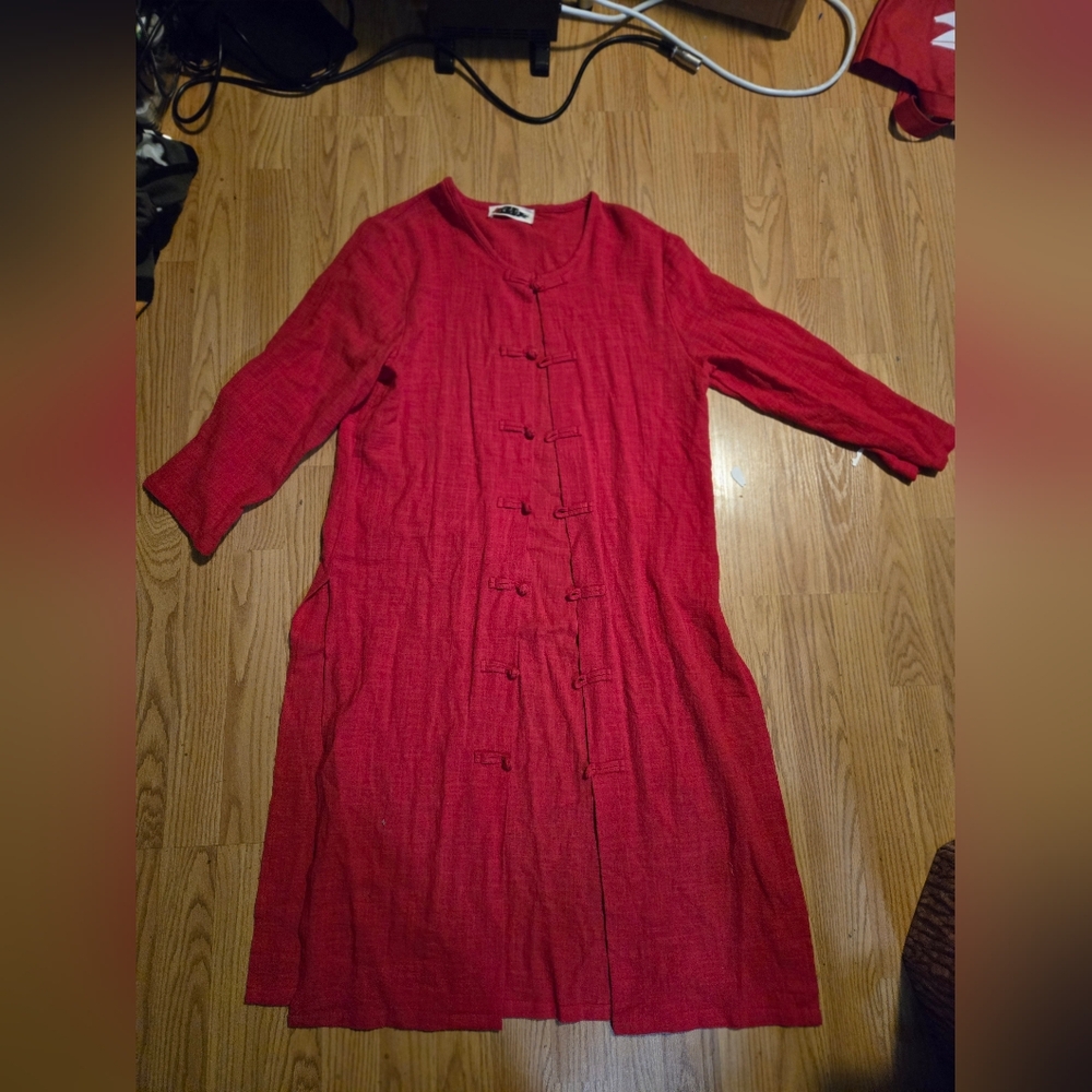 long red Chinese style coat